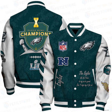Philadelphia Eagles X Champions Print Varsity Jacket SFAT V9 S5XL