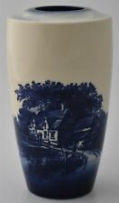 Royal Doulton Vase Rural Landscape Cottage Blue And White Flambe Mark