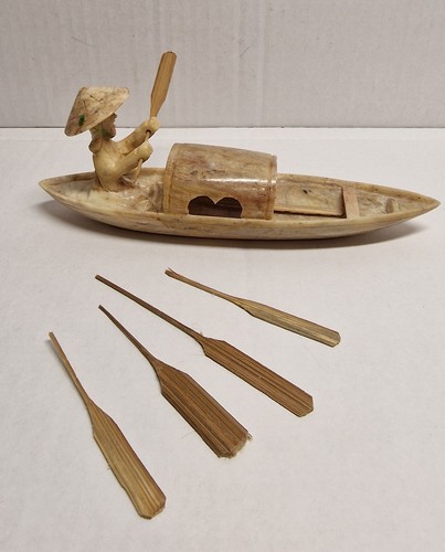 Stone carved boat man - stone, &