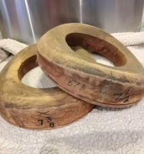 2 x Vintage wooden millinery hat brim blocks sizes 60cm & 61cm 