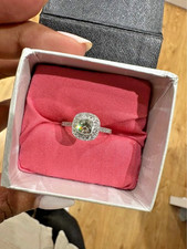 Platinum Diamond Ring with Cushion cut setting and Halo 0.73 ct 