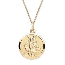 9ct Yellow Gold on Silver ST CHRISTOPHER Pendant - 16 18 20 inch Chain Option