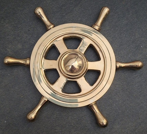 Brass ship wheel - wheel, nautical