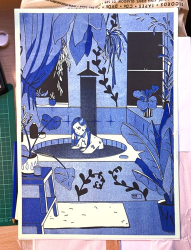 Baignoire risograph print - baignoire,