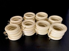 CREAM COLOUR 40 CURTAIN 2.5" RINGS WOODEN FOR CURTAIN POLE