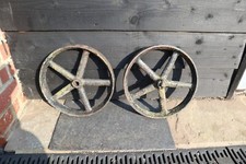 Old Vintage Cast Iron Wheels, shepards Hut or trolly, 12.5" Dia. VGC