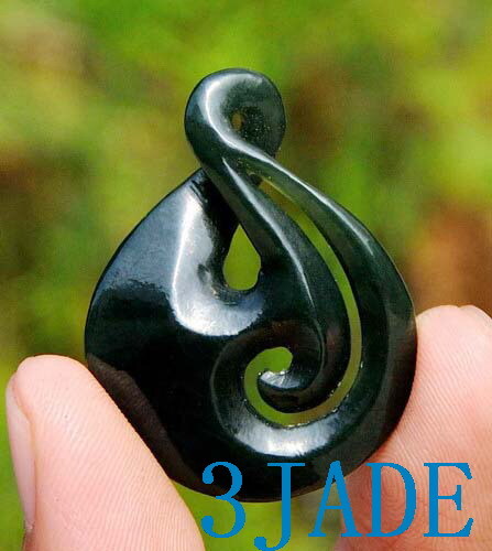 Nephrite jade twist koru - nephrite,