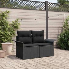 Garden Sofa with Cushion Poly Rattan Outdoor Seating Patio Furniture  vidaXL