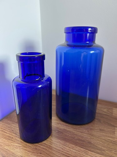Cobalt blue glass - bottles, x