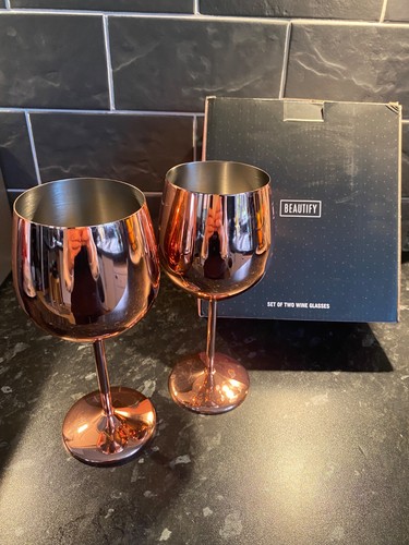 Pair wine goblets - pair, rose