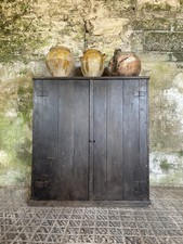 1890s Victorian Pine Estate Larder Cabinet Black Patina Cupboard Antique