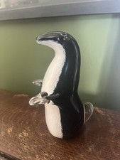 Wedgewood Glass Otter Figurine Ornament Black and White Made In England