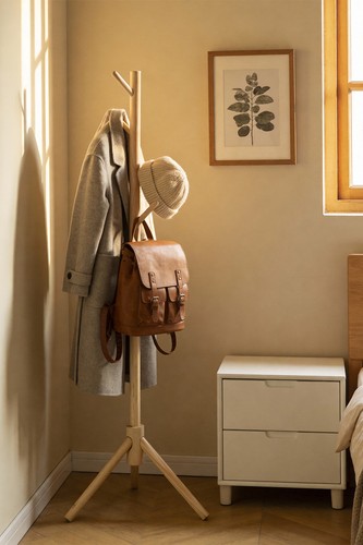 Solid wood floor standing - floor, coat