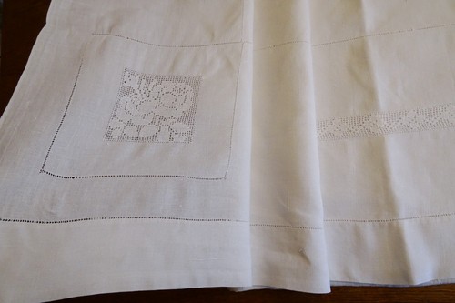 Vintage french linen sheet - vintage,