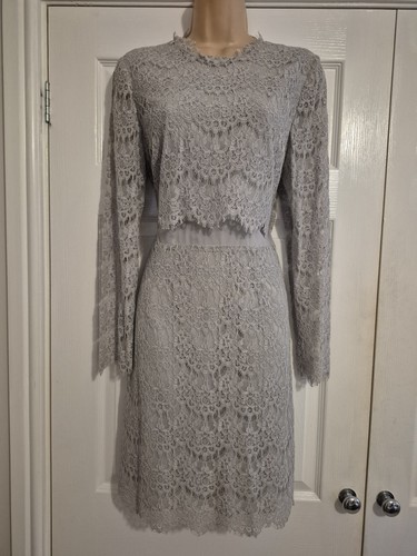 Silver grey lined lace - lace, dress