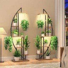 BACEKOLL Plant Stand Indoor with Grow Lights, 6 Tiered Tall Plant Shelf, Metal