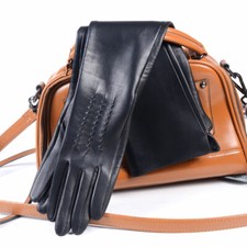 Women's Real Double-Sides leather Unlined Overlength Party evening long gloves