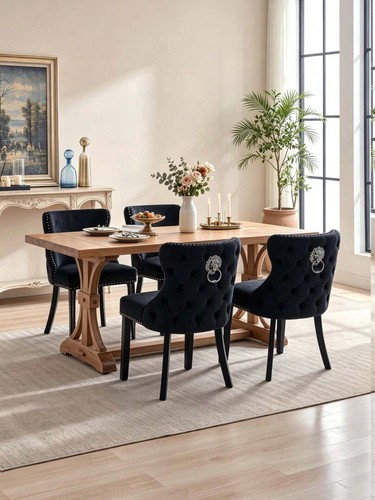Set black velvet dining - 2,
