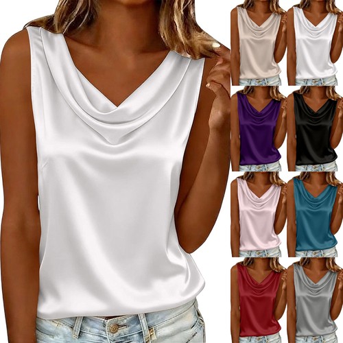 Women summer sleeveless satin - sleeveless,