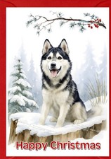 Siberian Husky Dog Christmas Card A6 (4"x 6") (Blank inside) by Starprint