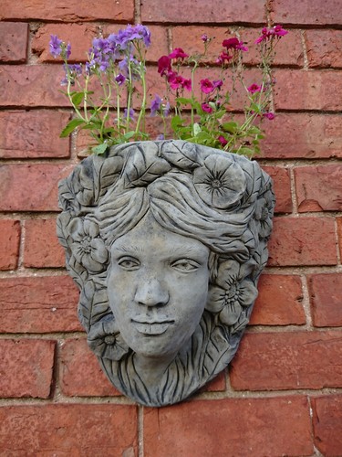 Stone garden large lady - stone, face