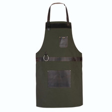 Genuine Leather Apron Pockets Cowhide Canvas Butcher Cheff BBQ Home Apron