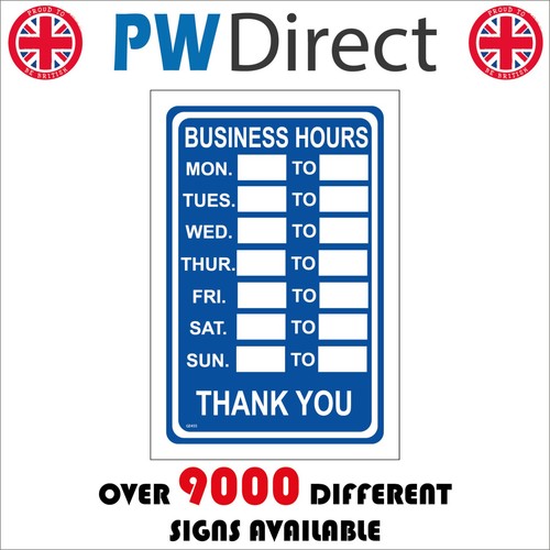 Sign business opening - opening, hours
