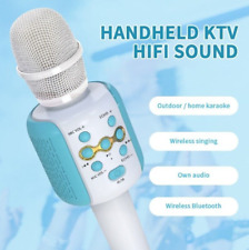 Blue Karaoke Microphone Player Kids Wireless Bluetooth Speaker Handheld Mic KTV