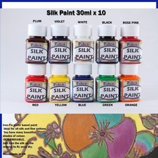 Silk Fabric Paints 30ml x 10 KIT - For Textile Clothing & ART - Iron Fixed