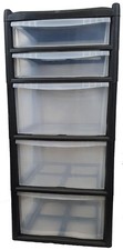 BLACK Plastic 5 Drawer Unit 2 Shallow Drawers with 3 Deep Drawers Storange Unit