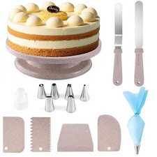 11-Inch Cake Turntable & 17-Piece Decorating Kit, Icing Tools for Baking
