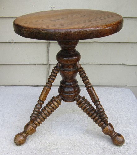 Oak adjustable piano stool - adjustable,