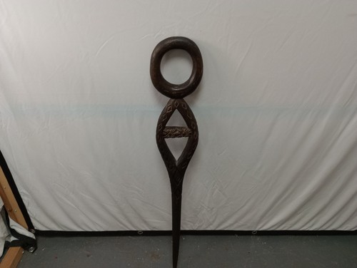 Antique carved wooden walking - carved,