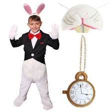 KIDS MR WHITE RABBIT COSTUME CHILDS FANCY DRESS OUTFIT BOYS GIRL EASTER BUNNY