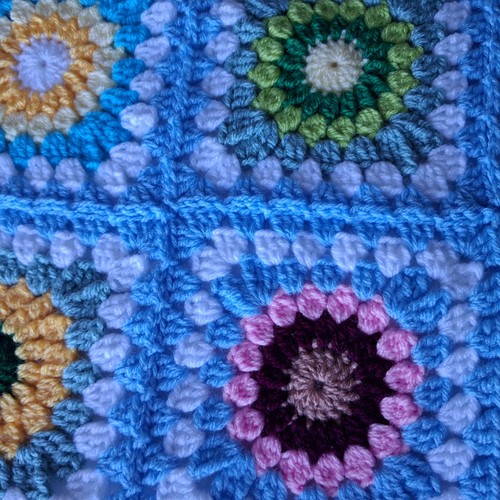 Skyblue white crochet granny - skyblue/white,