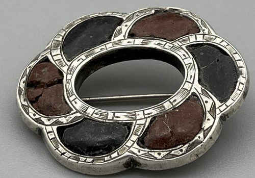Vintage scottish pebble brooch - scottish,