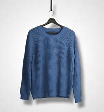 Dressage by Paul Costelloe Jumper Wool Blend Waffle Knit Deep Blue Size M