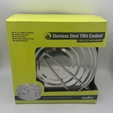 Summit Stainless Steel Tiffin Cookset 3 Piece Camping Mess Kit with Handle - New