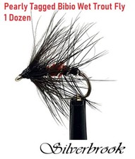 12 PACK Silverbrook Pearly Tagged Bibio Wet Trout Flies on Hayabusa Hooks Fly