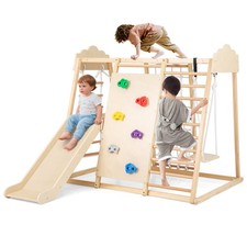 GAINOOM 8-in-1 Indoor Jungle Gym for Kids Montessori Climbing Toys Natural
