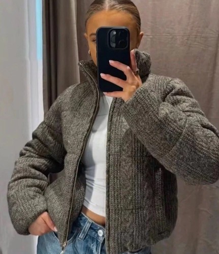 Zara quilted cable knit - zara, bomber