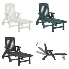 Folding Sun Lounger Plastic Garden Chair Sunbed Outdoor Sunlounger Recliner