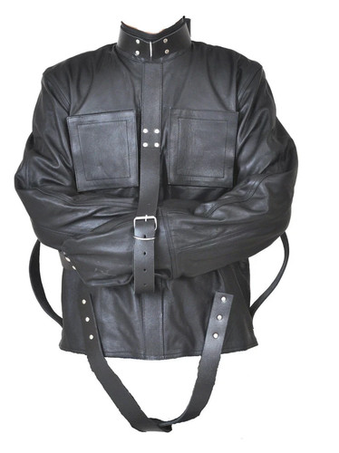 Straight black leather jacket - straight,