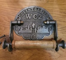 Cast Iron Antique Style Wall Mounted COVENT GARDEN Toilet Roll Holder - Railway