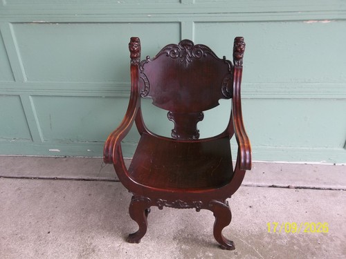 Antique carved mahogany lion - antique,