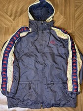 Kappa Puffer Jacket Navy Blue Men’s Large Vintage 90s Tape Logo Hooded Coat