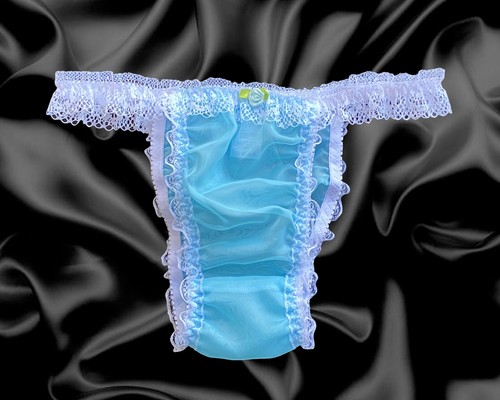 Aqua blue frilly sissy sheer - blue,