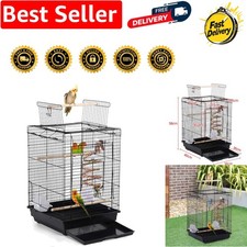 Elegant Open Top Bird Cage for Small Parrots, Canaries & Cockatiels - Black