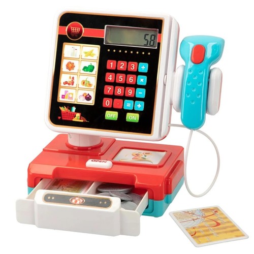 Red cash register toy kids - red,