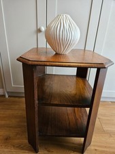 Vintage & Retro - Art Deco Octagonal Side Table - Dark Wood - Lamp - Shelving